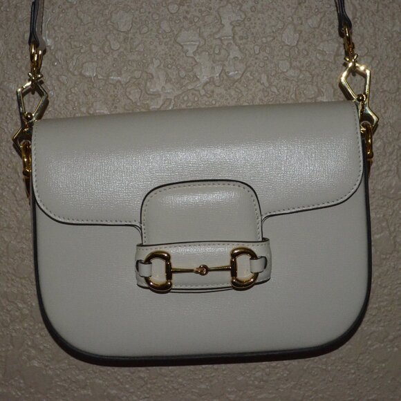 NWOT $3550 Gucci Cream Leather Horsebit 1955 Crossbody Shoulder Handbag 2 Straps - Picture 3 of 14